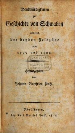 Denkwürdigkeiten zur Geschichte von Schwaben