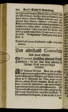 Von allerhand Contracten