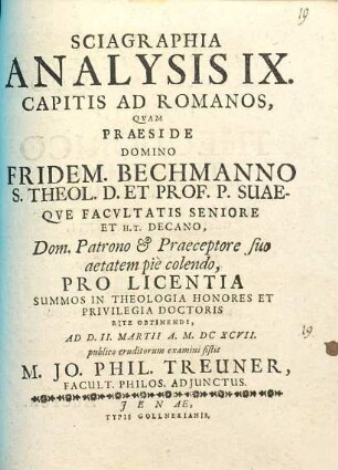 Sciagraphia analysis IX. capitis ad Romanos