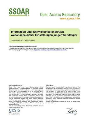 Information über Entwicklungstendenzen weltanschaulicher Einstellungen junger Werktätiger