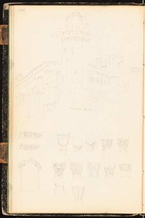 Skizzenbuch: Warwick Castle: Perspektivische Ansicht, Details