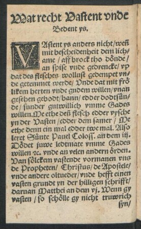 Wat recht Vastent unde Bedent ys.