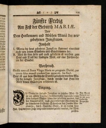 159-167, Fuenffte Predig am Fest der Geburth Mariae