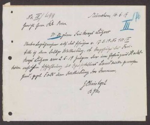 Anfrage an das "Freikorps Lützow", ob Angehörige des Korps Zeugen bei der Erschießung Landauers waren sowie das Antwortschreiben