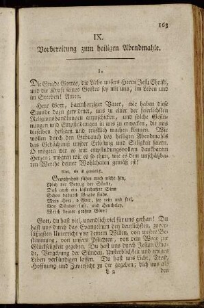 IX. Vorbereitung zum heiligen Abendmahle