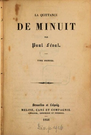 La quittance de minuit : Par Paul Féval, 1