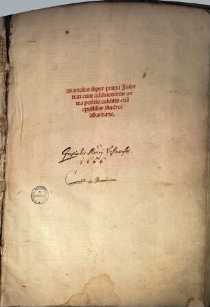 Bartolus super prima Infortiati : cum additionibus antea positis