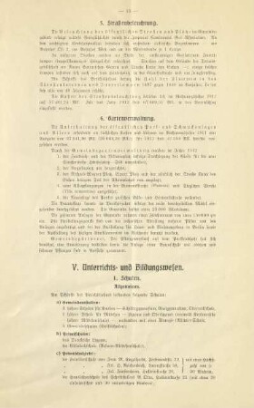 V. Unterrichts- und Bildungswesen