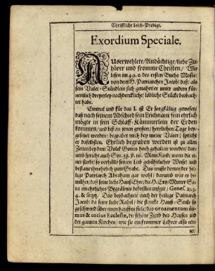 Exordium Speciale.