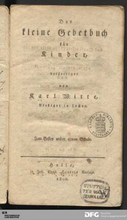 Das kleine Gebetbuch für Kinder