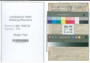Entnazifizierung Paul Gloger , geb. 20.01.1887 (Musiker)