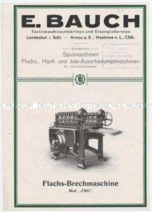 Flachs-Brechmaschine Mod. "FBG".