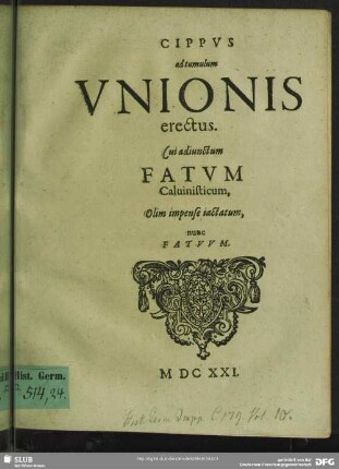 Cippvs ad tumulum Vnionis erectus