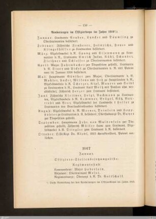 Änderungen im Offizierkorps im Jahre 1916