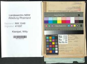 Entnazifizierung Willy Kierspel , geb. 20.04.1889 (Vertreter)