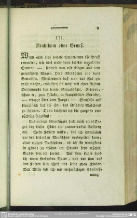 III. Reichthum ohne Genuß