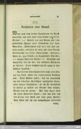 III. Reichthum ohne Genuß