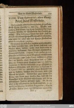 XXVIII. Vom Hydrocephalo, oder Groß-Kopf, Kopf-Wassersucht.