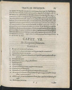 Caput VII. De Exceptione feriarum