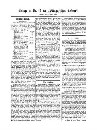 Litteratur : Beilage zu No. 17 der Pädagogischen Reform