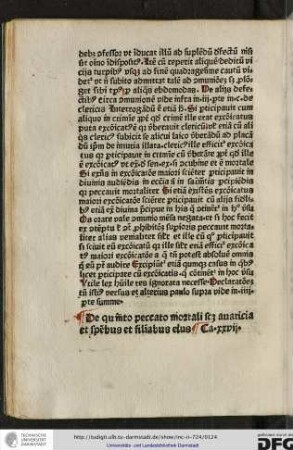 De quinto peccato mortali scilicet avaritia et speciebus et filiabus eius.