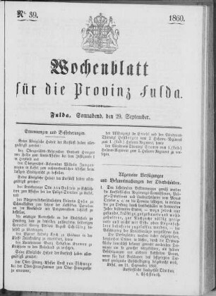 Nr. 39, Ausgabe vom 29. September 1860