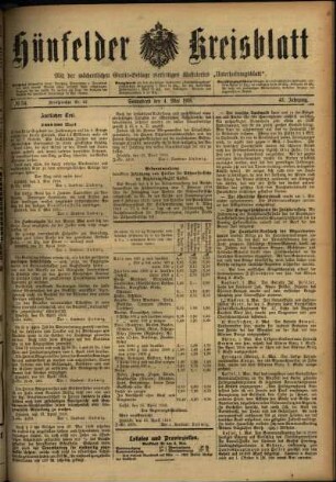 Ausgabe vom Samstag, den 04. Mai 1918.