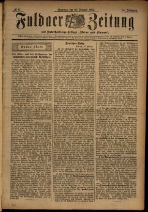 Erste Ausgabe vom Samstag, den 20. Februar 1897.