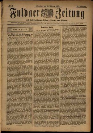 Erste Ausgabe vom Samstag, den 20. Februar 1897.