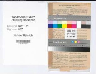 Entnazifizierung Heinrich Kicken , geb. 07.07.1910 (Bankangest.)
