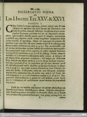 Dissertatio Nona Ad Lib. I. Instit. Tit. XXV. & XXVI.