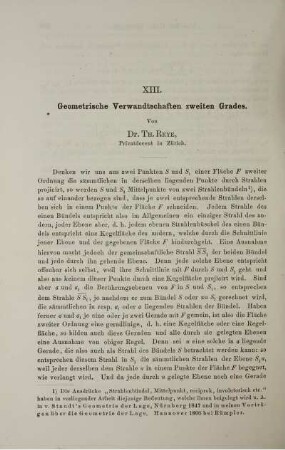 XIII. Geometrische Verwandtschaften zweiten Grades.