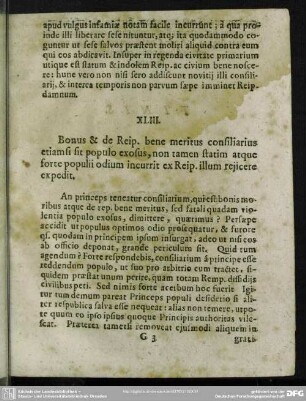 XLIII. Bonus & de Reip. bene meritus consiliarius etiamsi sit populo exosus, non tamen statim atque forte populii odium incurrit ex Reip. illum reiicere expedit