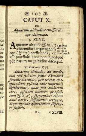 Caput X. De Aquarum altitudine emissarii ope obtinenda.