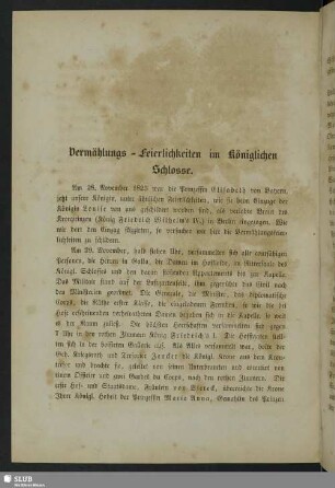 Vermählungs-Feierlichkeiten im königlichen Schlosse