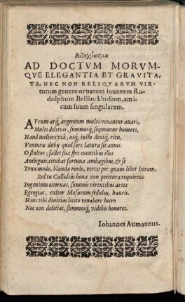 [...] Ad Doctum Morumque Elegantia Et Gravitate, [...]