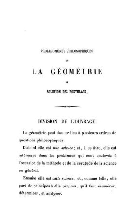 Division de l'Ouvrage.