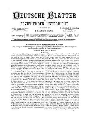 Konzentration in konzentrischen Kreisen : ein Beitrag zur Herbeiführung einer planmäßig durchgeführten Konzentration auf der Grundlagen des methodischen Fortschritts in konzentrischen Kreisen ; (Fortsetzung)