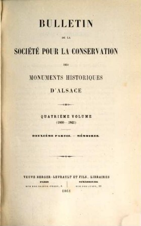 Bulletin de la Société pour la Conservation des Monuments Historiques d'Alsace, 4. 1860/61, P. 2