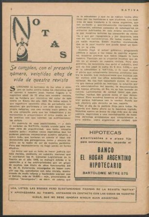 Notas - Se cumplen, con el presente número, veintidos años de vida de nuestra revista