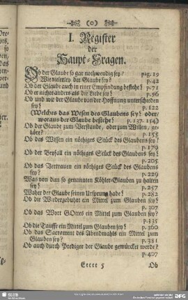 I. Register der Haupt-Fragen
