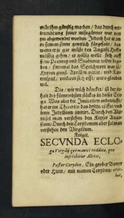 Secunda Ecloga ...