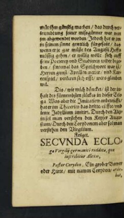 Secunda Ecloga ...