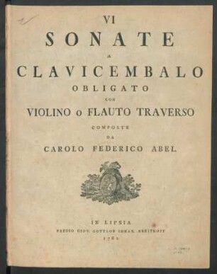 VI Sonate A Clavicembalo Obligato Con Violino o Flauto Traverso