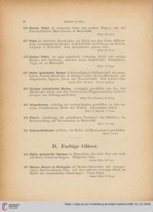 D. Farbige Gläser (Nr. 264 - 268)