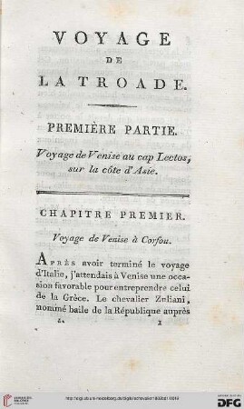 Chapitre premier: Voyage de Venise à Corfou