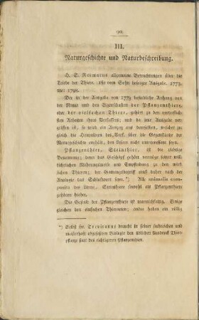 III. Naturgeschichte und Naturbeschreibung.