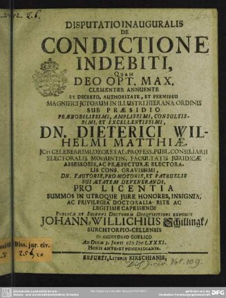 Disputatio de condictione indebiti