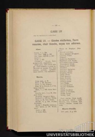 Classe LIV. Classe LV. - Glandes réniformes, fleurs rosacées, chair blanche, noyau non adhérent.
