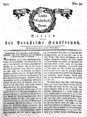 No. 92., 17ten November 1810